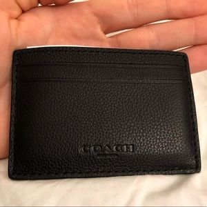New Coach Men MONEY CLIP CARD CASE LEATHER BLACK